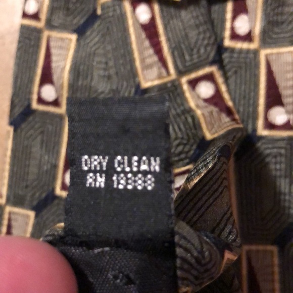 BILL BLASS Black Label Mens Silk Tie Green Gold Red Dot Square Career Luxe GOLF - Picture 8 of 15